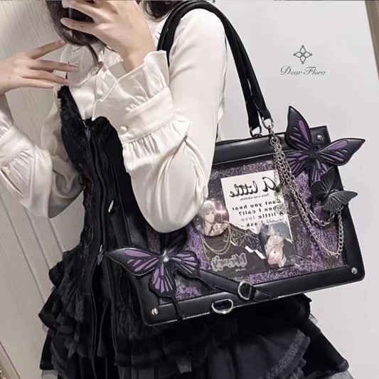 Y2K Labyrinth Butterfly Spider Web Chain Handbag